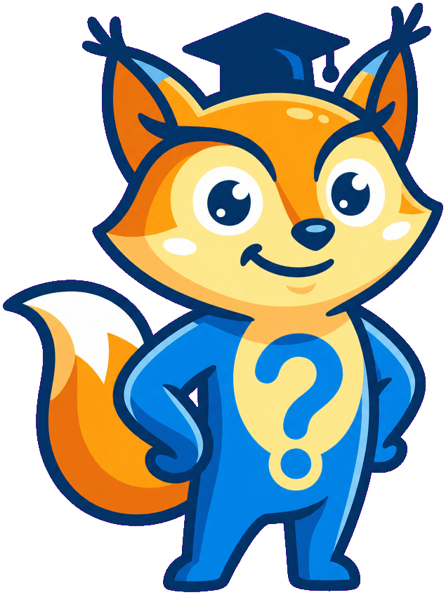 Maskot CLUO — chytrá liška-sova s promoční čepicí